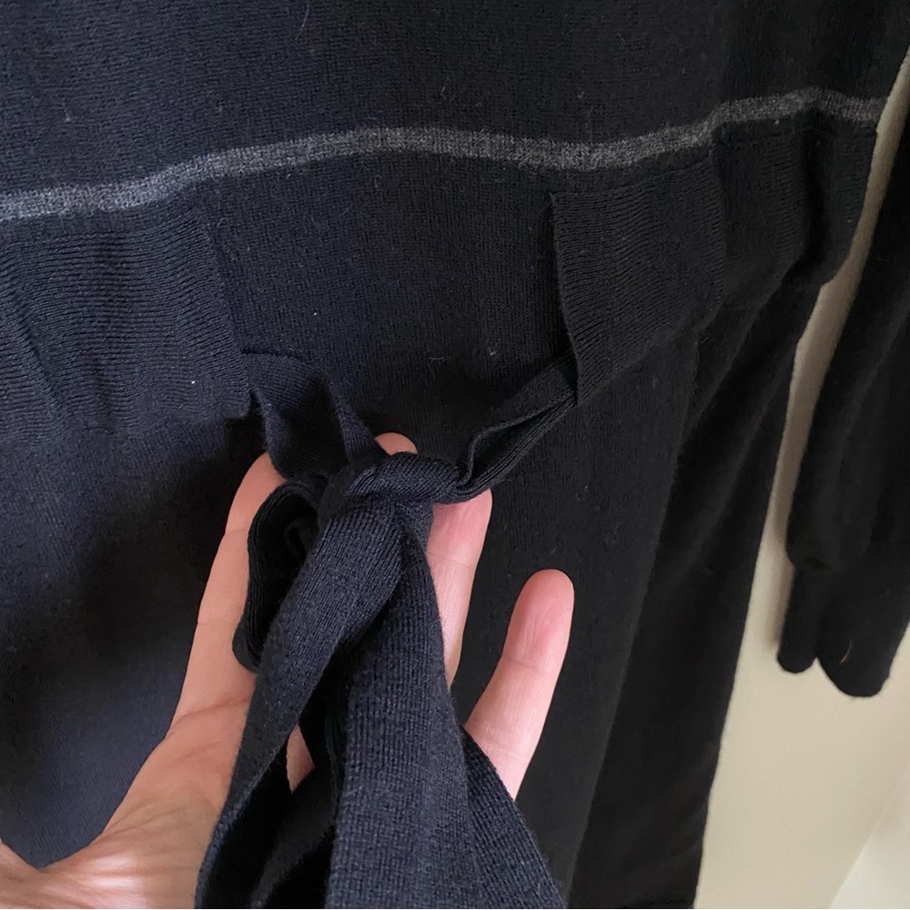 Theory Wool Blend Milly New Steady Stripe Tie Waist Fit n Flare Sweater Dress- M - Picture 10 of 11